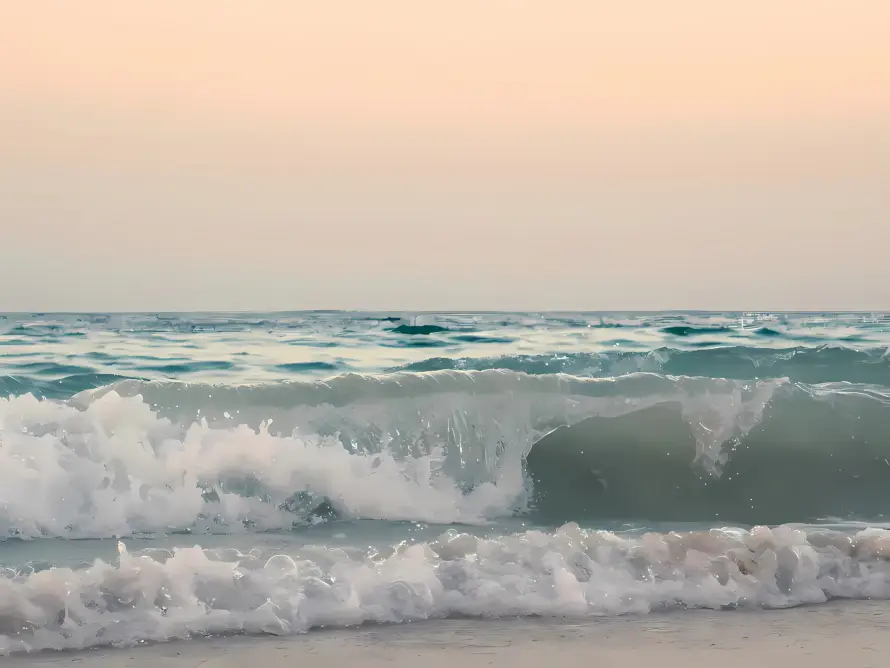 4k大海壁纸 - 橙空 - 沙滩 - 泡沫「哲风壁纸」