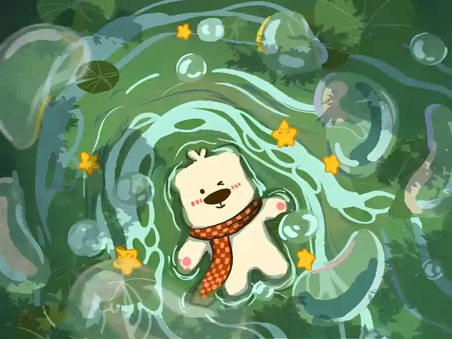 2k卡通壁纸-荷叶与湖水-热门的壁纸「哲风壁纸」