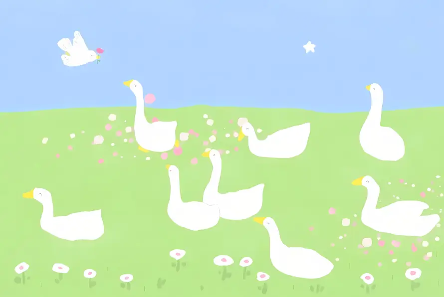 2k卡通壁纸-大白鹅和小动物-壁纸分享「哲风壁纸」