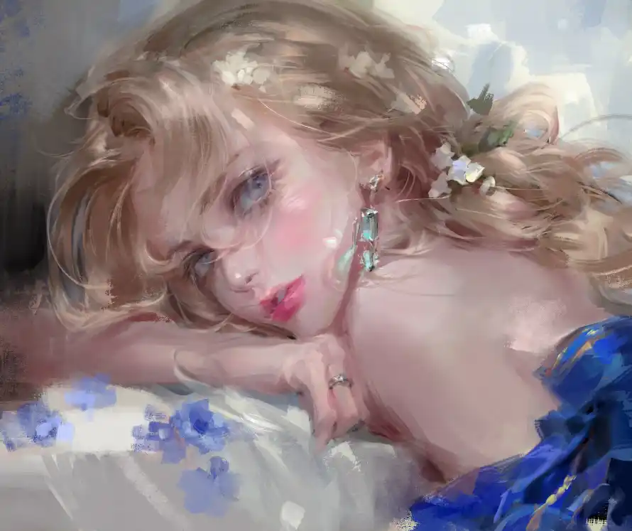 4k休闲壁纸 - 少女 - 慵懒 - 戒指「哲风壁纸」