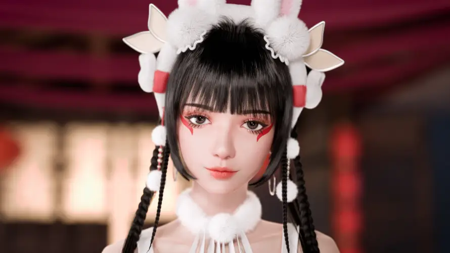 4k双辫壁纸 - 国潮 - 少女 - 红妆「哲风壁纸」