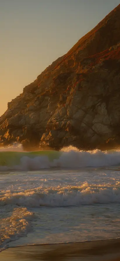 4k傍晚壁纸 - 山崖 - 岩石 - 沙滩「哲风壁纸」