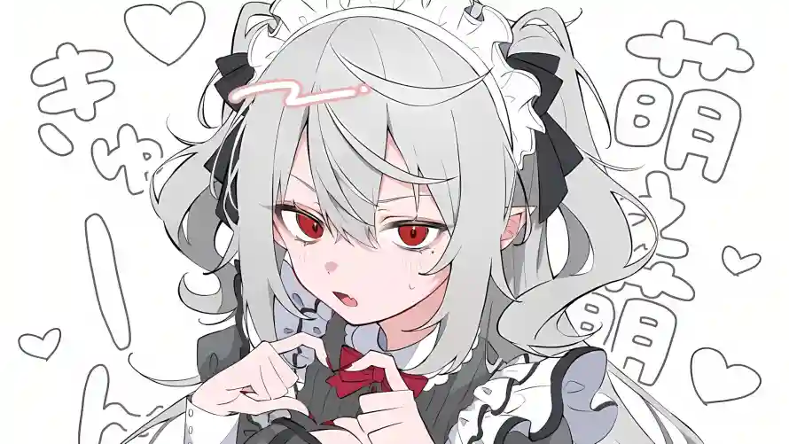 4k比心壁纸 - 红瞳 - 萌系 - 银发「哲风壁纸」 4k比心壁纸 - 红瞳 - 萌系 - 银发「哲风壁纸」