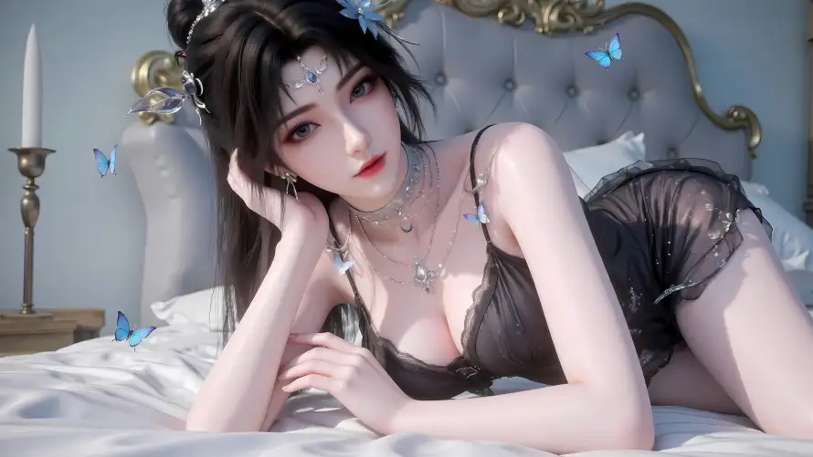 4k卧室壁纸 - 性感 - 红唇 - 项链「哲风壁纸」