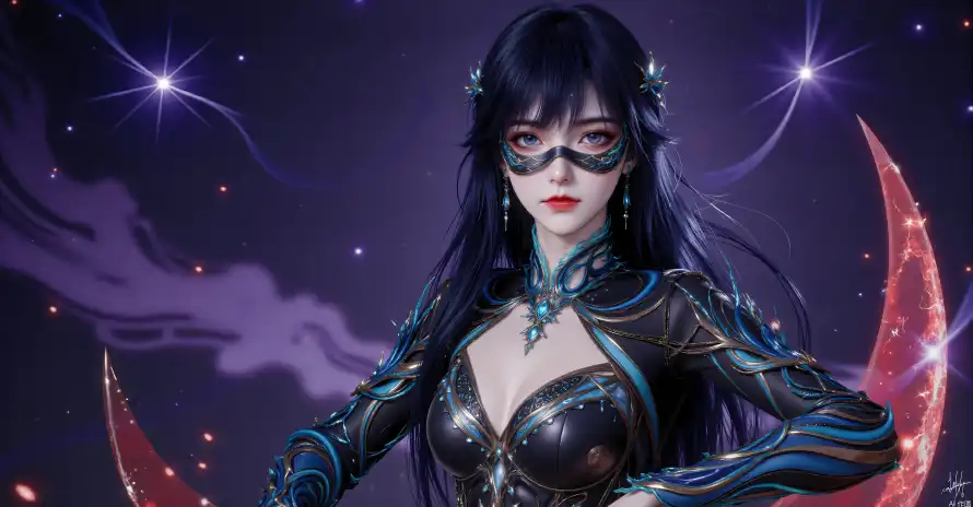 4k唐雅壁纸 - 国漫 - 弯月 - 星空「哲风壁纸」