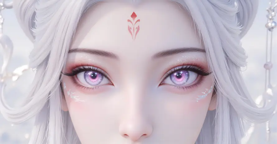 6k3D壁纸-银发壁纸和花钿-免费下载「哲风壁纸」