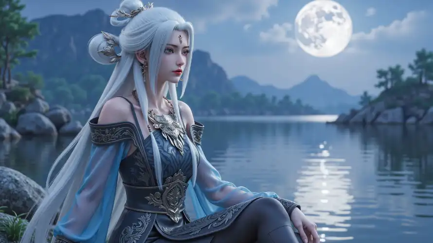 4k古风壁纸 - 国漫 - 小白 - 月夜「哲风壁纸」