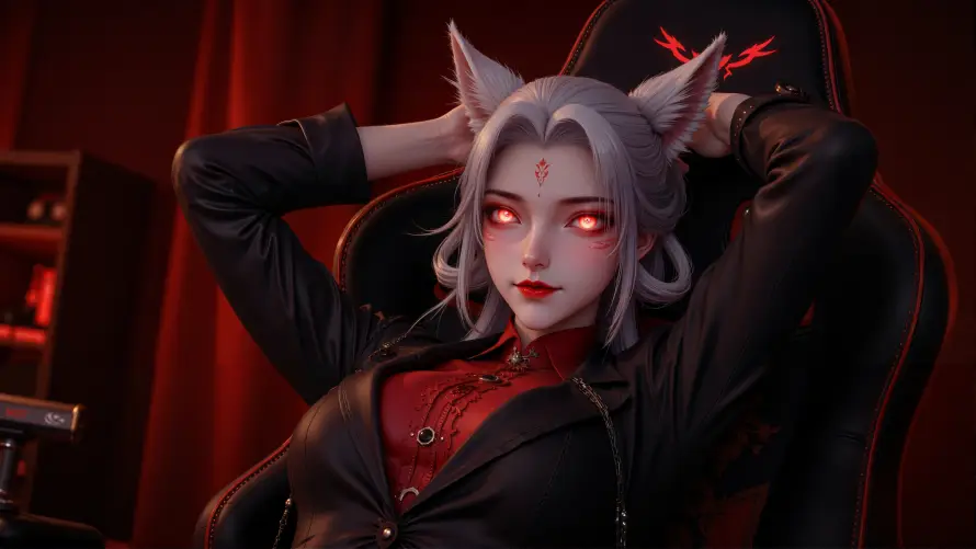 4k小白壁纸 - 御姐 - 狐耳 - 红瞳「哲风壁纸」