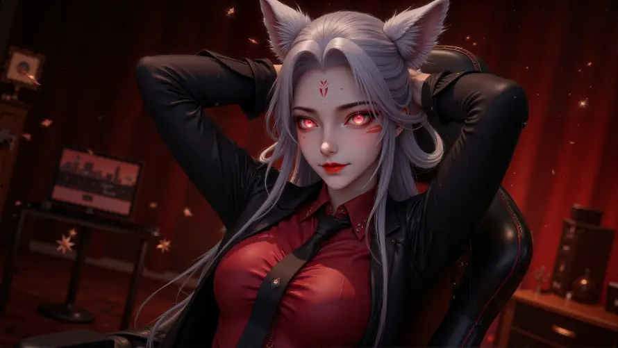 4k小白壁纸 - 御姐 - 狐耳 - 白发「哲风壁纸」