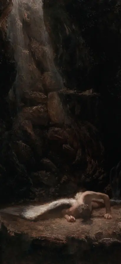 4k奇幻壁纸 - 暗夜 - 树干 - 堕落天使「哲风壁纸」