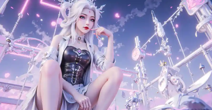 4k小白壁纸 - 狐女 - 玄幻 - 白发「哲风壁纸」