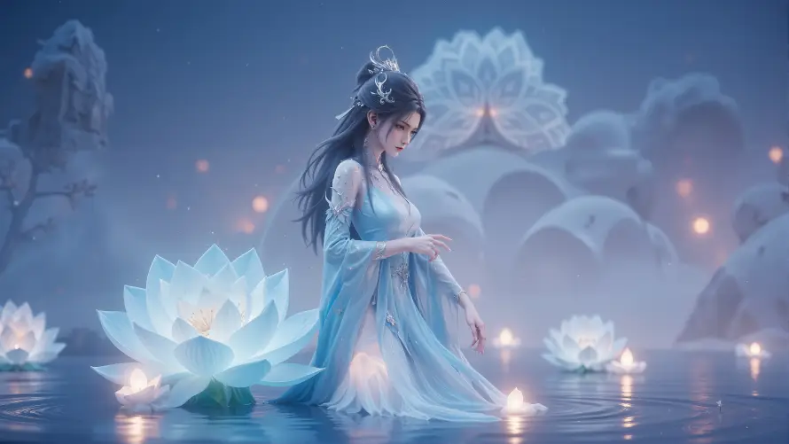 3k古风壁纸-孔明灯和夜雾-古风美人免费下载「哲风壁纸」