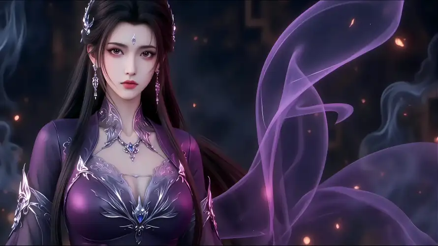 4k古风壁纸 - 星火 - 玄幻 - 紫裙「哲风壁纸」