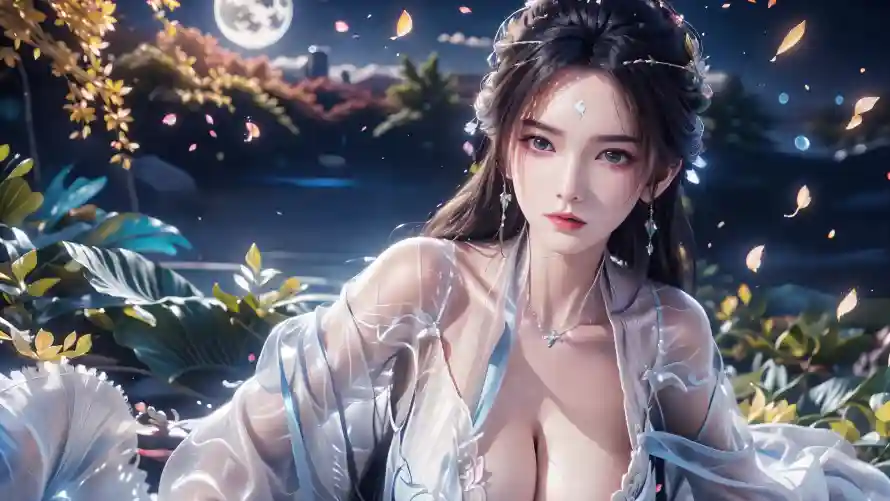 4k仙女壁纸 - 国风 - 圆月 - 月夜「哲风壁纸」