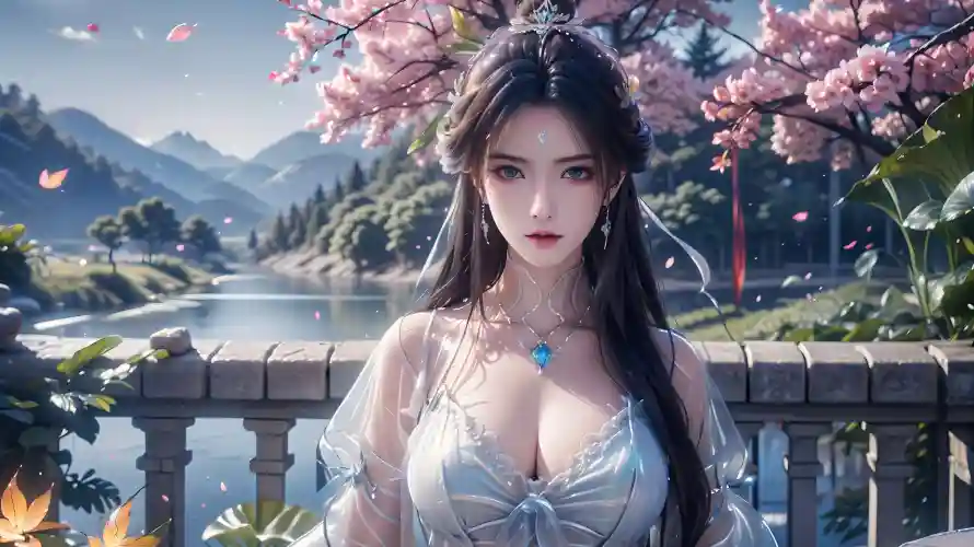 4k仙侠壁纸 - 山水 - 樱花 - 湖水「哲风壁纸」