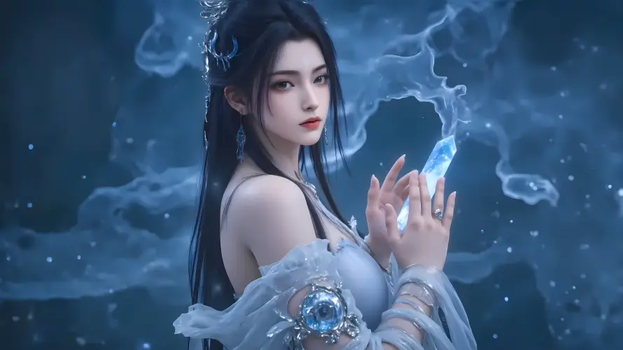 4k仙侠壁纸 - 冰蓝 - 法术 - 清冷「哲风壁纸」