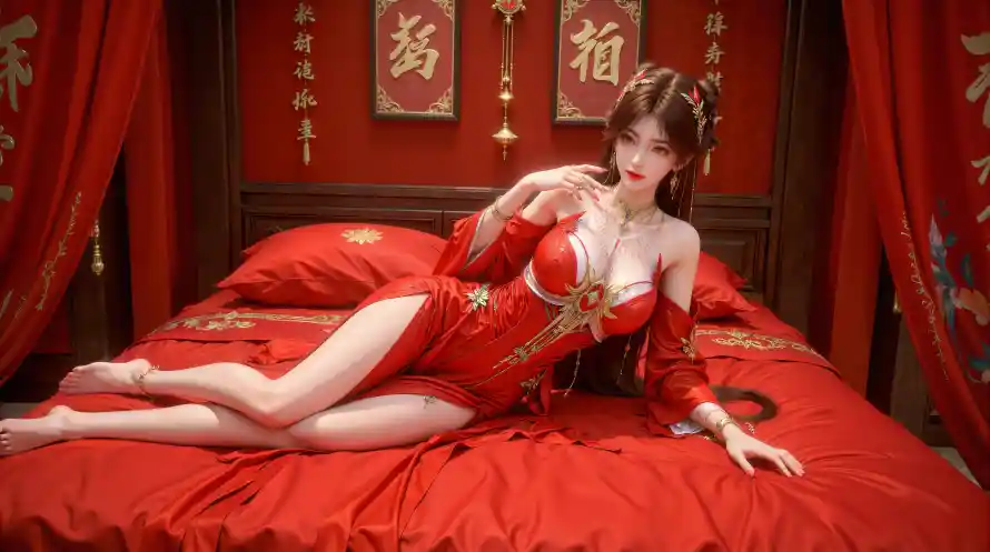 4k古风壁纸 - 国风 - 白丝 - 红衣「哲风壁纸」