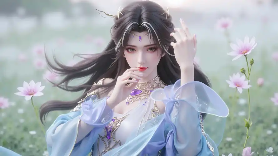 4k国漫壁纸 - 粉花 - 花海 - 蓝裙「哲风壁纸」 4k国漫壁纸 - 粉花 - 花海 - 蓝裙「哲风壁纸」