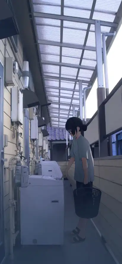 4k动漫壁纸 - 日常 - 楼道 - 黑发「哲风壁纸」