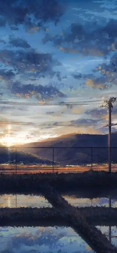 4k乡野壁纸 - 云层 - 倒影 - 围栏「哲风壁纸」