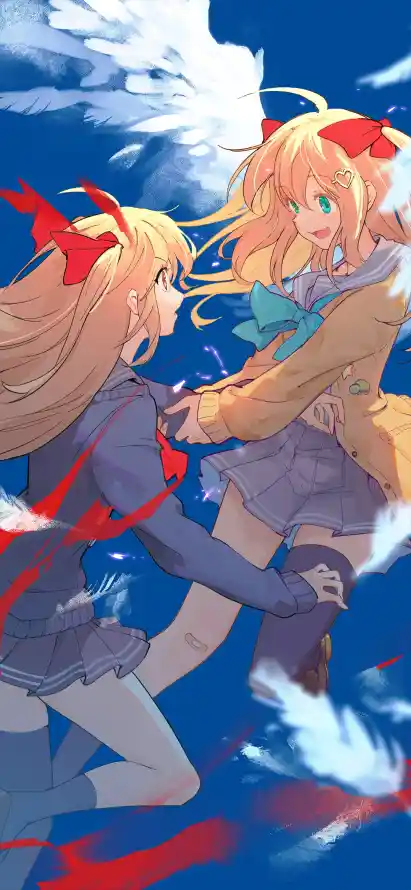 4k姐妹壁纸 - 蓝天 - 金发 - 飞天「哲风壁纸」