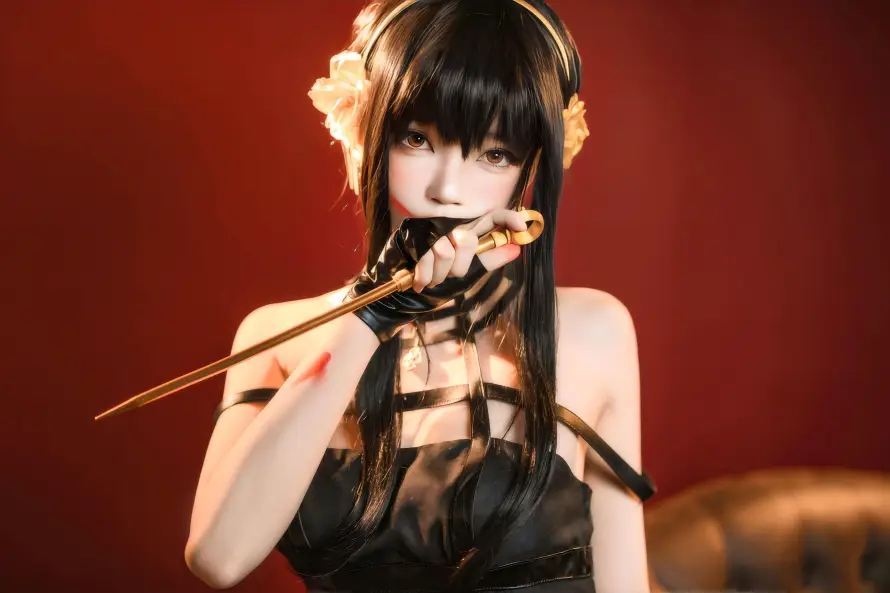 8k约尔壁纸-cos壁纸和细剑-红色背景免费下载「哲风壁纸」