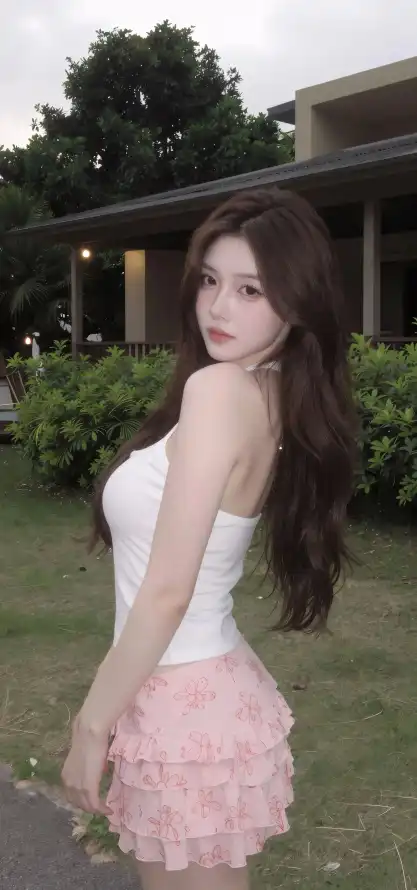 4k庭院壁纸 - 户外 - 抹胸 - 甜妹「哲风壁纸」