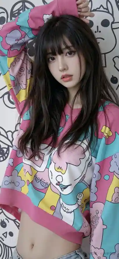 4k美女壁纸 - 长发 - 露腰 - 黑发「哲风壁纸」