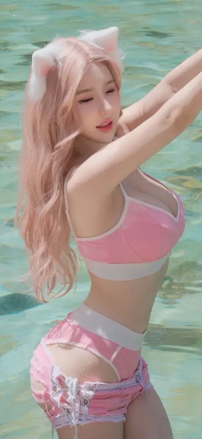 4k泳装壁纸 - 海水 - 海边 - 猫耳「哲风壁纸」