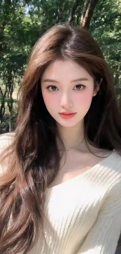 4k户外壁纸 - 树木 - 美女 - 长发「哲风壁纸」