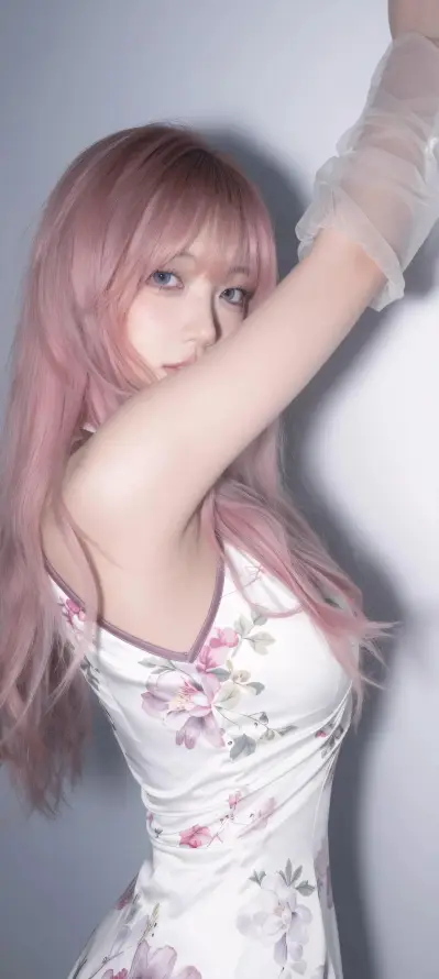 4k少女壁纸 - 白裙 - 粉发 - 美女「哲风壁纸」