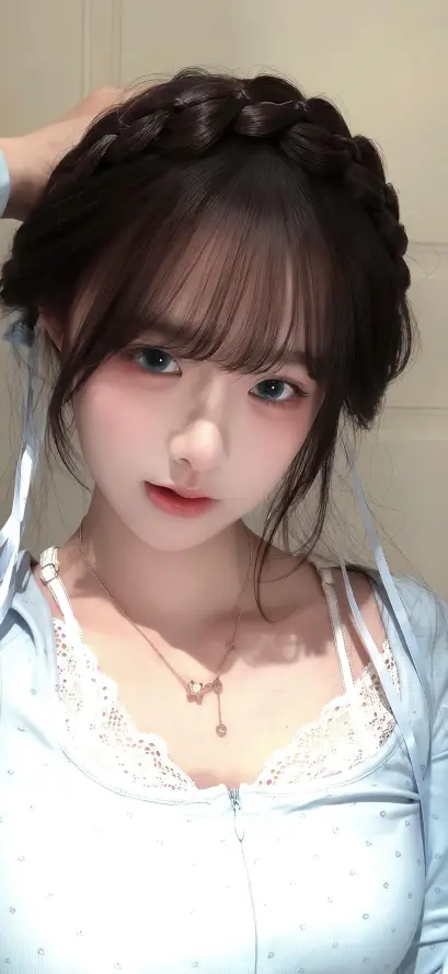 4k清纯壁纸 - 甜妹 - 编发 - 美女「哲风壁纸」