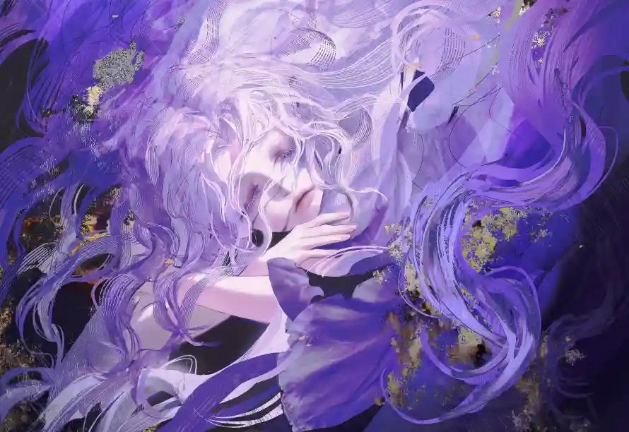 4k凌乱壁纸 - 卷发 - 少女 - 手绘「哲风壁纸」