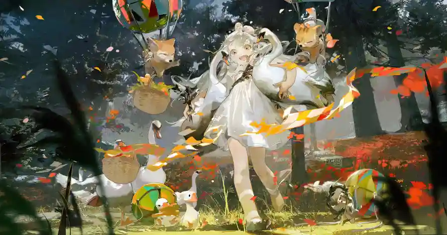 2k兽耳壁纸-二次元壁纸和天鹅-森林童话壁纸分享「哲风壁纸」