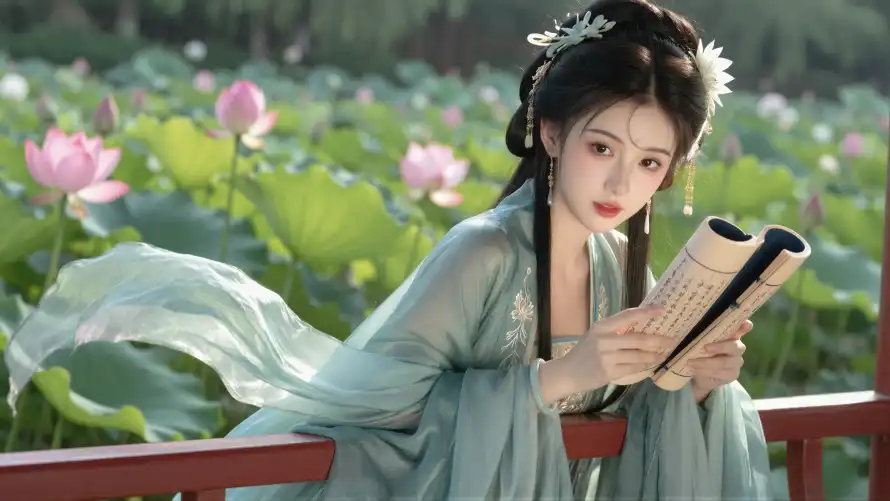 4k书卷壁纸-薄纱壁纸和荷塘-壁纸推荐「哲风壁纸」