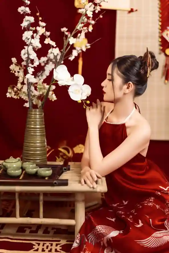 4k人像壁纸 - 国风 - 木桌 - 梅花「哲风壁纸」