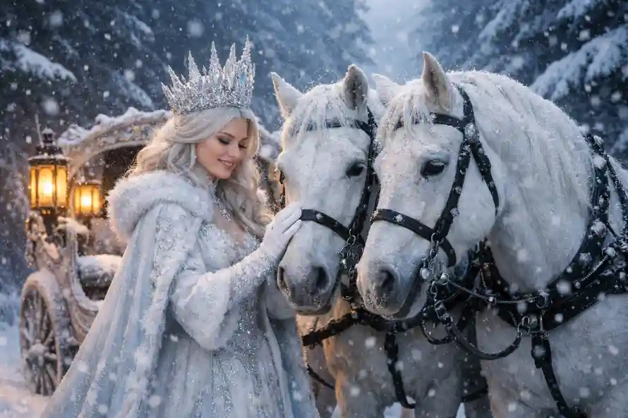 4k冬天壁纸 - 暖灯 - 森林 - 白发「哲风壁纸」