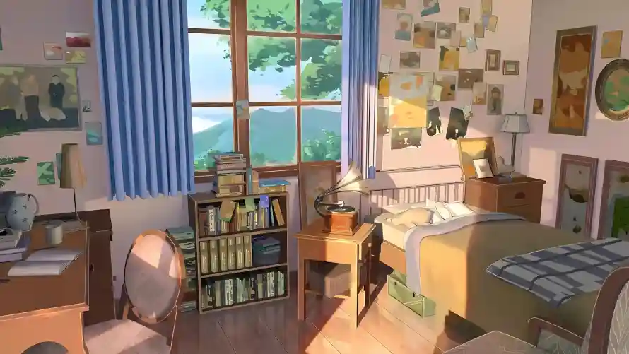 4k书架壁纸 - 书桌 - 动漫 - 卧室「哲风壁纸」