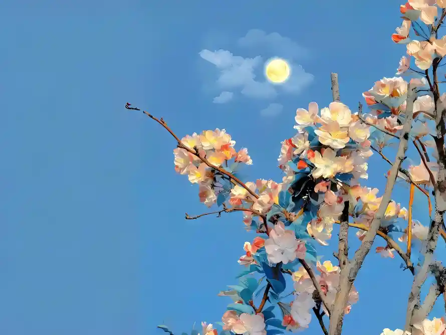 4k云层壁纸 - 春花 - 月亮 - 月夜「哲风壁纸」