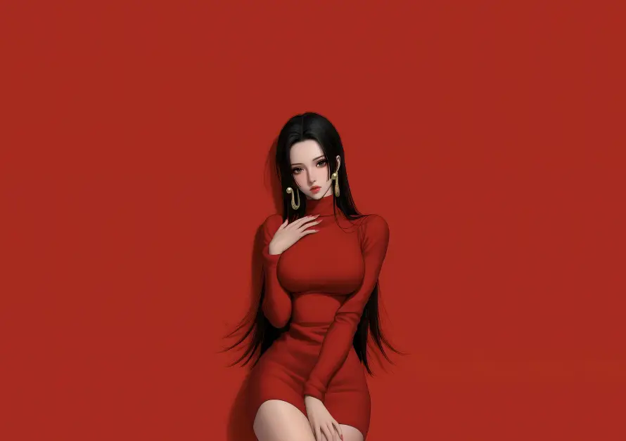 4k黑发壁纸 - 纯色 - 女帝 - 插画「哲风壁纸」