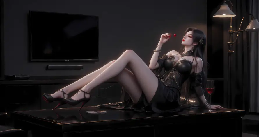 4k3D壁纸 - 室内 - 御姐 - 红酒「哲风壁纸」