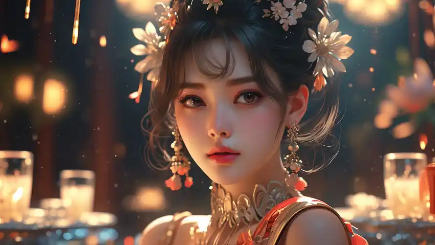 4k发饰壁纸 - 古风 - 国风 - 暖光「哲风壁纸」