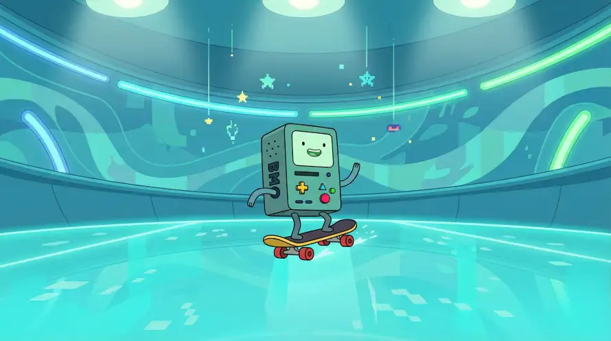 4k卡通壁纸 - BMO - 机器人 - 玩滑板「哲风壁纸」 4k卡通壁纸 - BMO - 机器人 - 玩滑板「哲风壁纸」