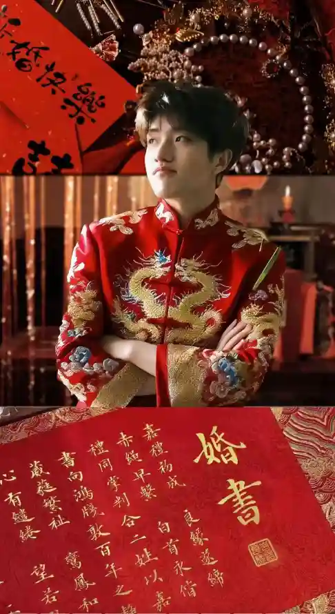 4k刺绣壁纸 - 婚书 - 手机 - 新郎「哲风壁纸」