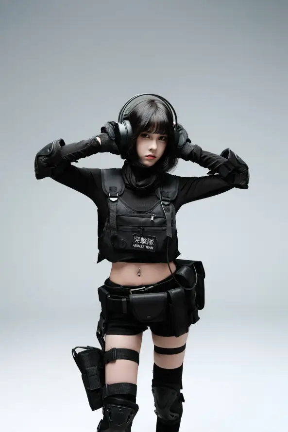 4k女警壁纸 - 短发 - 耳机 - 警察「哲风壁纸」