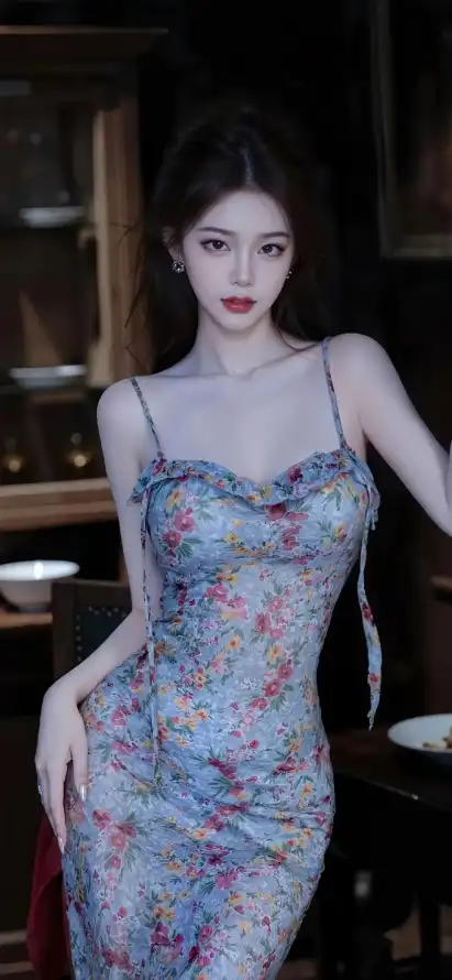 4k室内壁纸 - 暗调 - 红唇 - 美女「哲风壁纸」