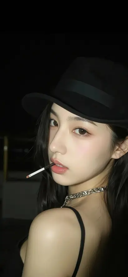 4k冷艳壁纸 - 暗夜 - 美女 - 香烟「哲风壁纸」