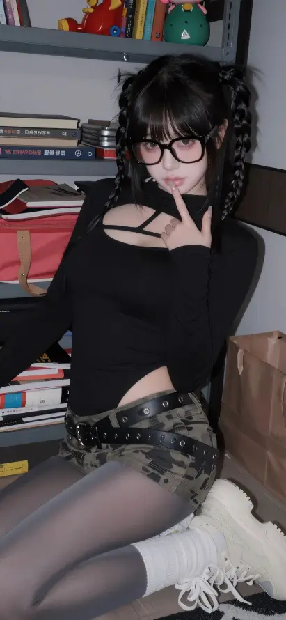 4k书架壁纸 - 甜酷 - 白鞋 - 美女「哲风壁纸」