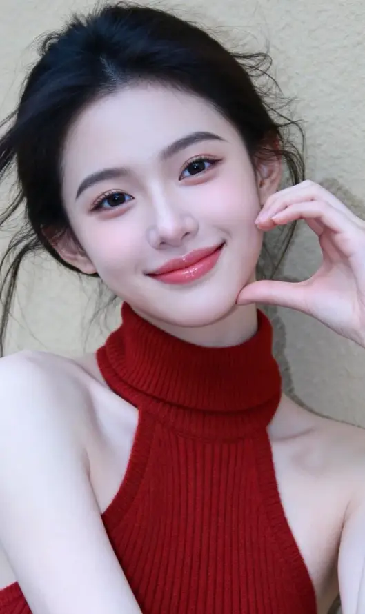 4k微笑壁纸 - 比心 - 气质 - 甜酷「哲风壁纸」