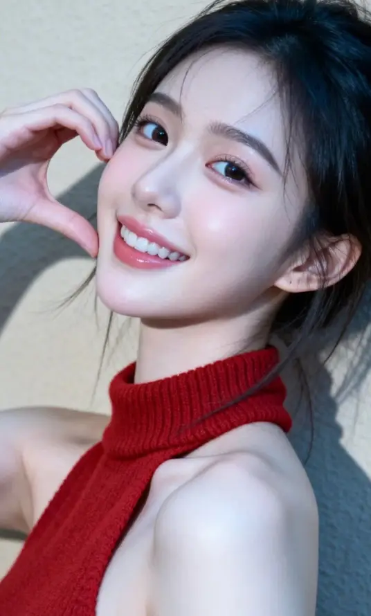 4k微笑壁纸 - 比心 - 甜妹 - 美女「哲风壁纸」